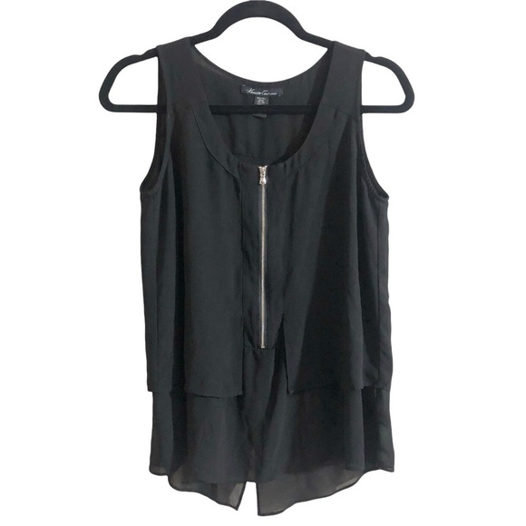 Kenneth Cole Size SMALL Chiffon Wrap Blouse Zippered Sleeveless - Picture 1 of 5